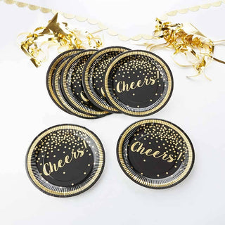 Black and Gold Cheers Plate