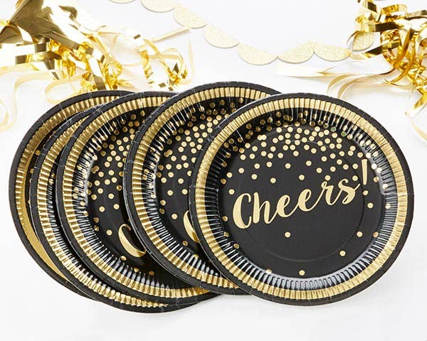 Black and Gold Cheers Plate