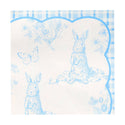Decorative paper with blue rabbit illustrations on a white background
