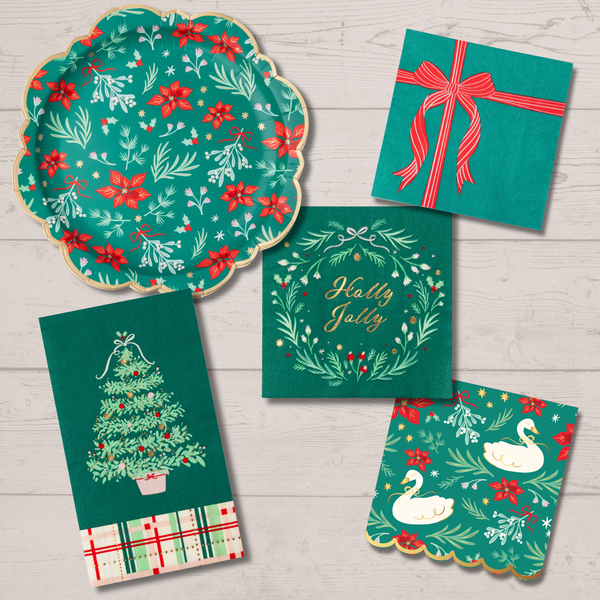 Red & Green Present Large Napkins (Set of 20)