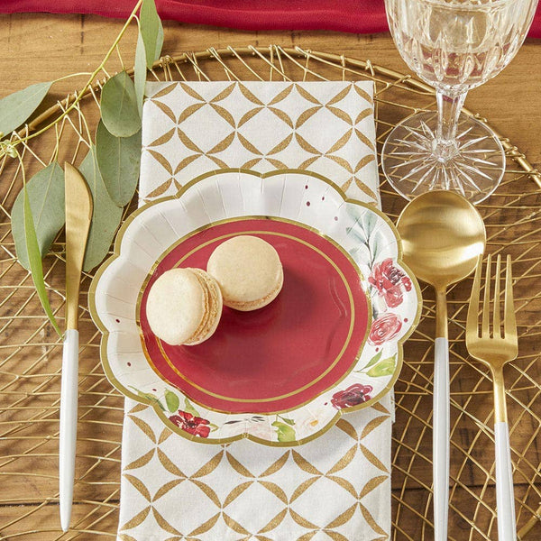 Burgundy Blush Floral Paper Plates