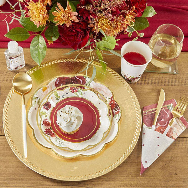 Burgundy Blush Floral Plates