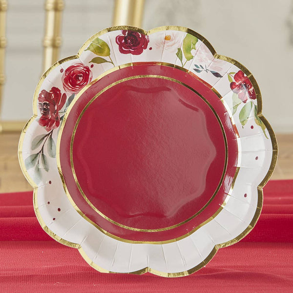 Burgundy Blush Floral Plates