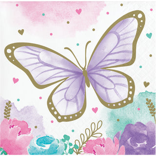 Butterfly Shimmer 5" Beverage Napkins