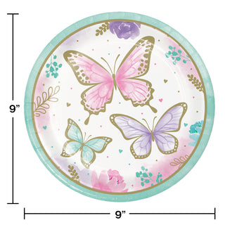 Butterfly Shimmer 9" Party Plates