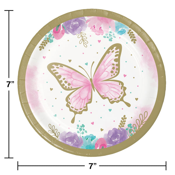Butterfly Shimmer Dessert Plates 7"