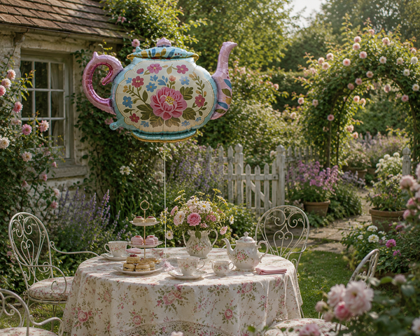 Cottage Garden Floral Teapot Foil Balloon