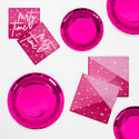 Hot Pink Metallic Party Plate and Party Time Napkin