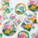 Pink Dino Birthday Party Tablecloth
