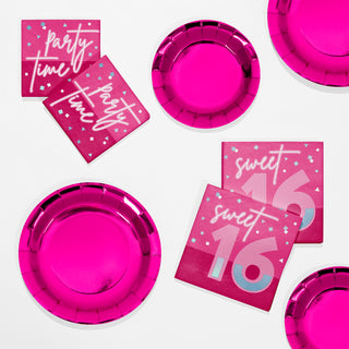 Hot Pink Foil 7" Party Plates