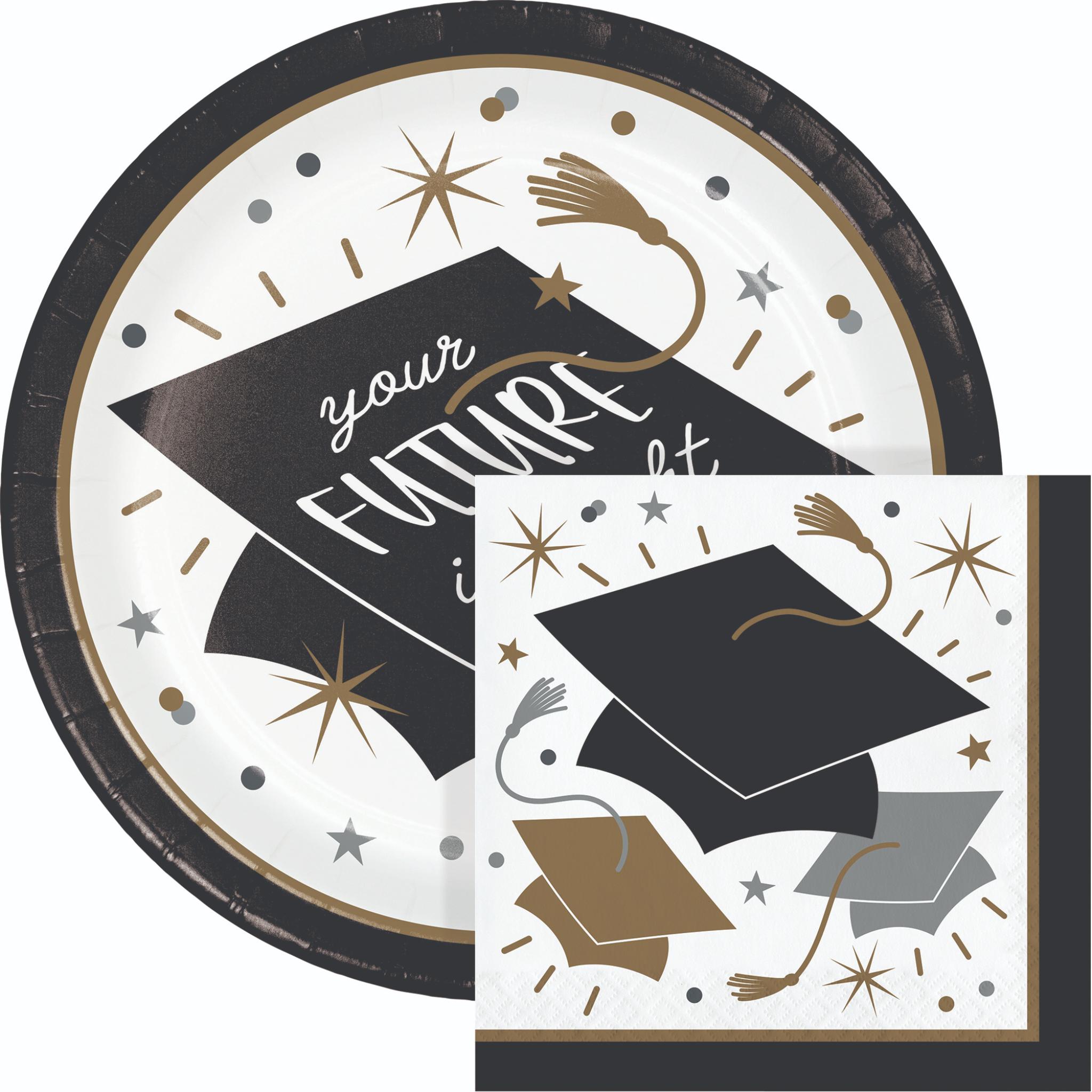 Graduation Party Bundle Class of 2026 | Black Gold Grad Tableware Set ...