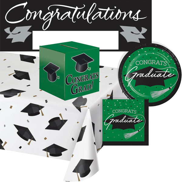 Congrats Graduate School Spirit Emerald Green 7" Dessert Plates | 18 Count