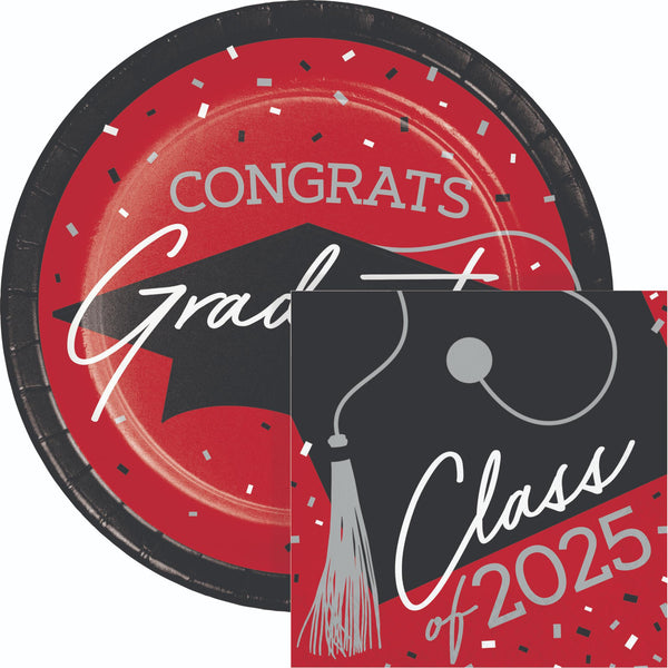 Congrats Graduate School Spirit Classic Red Beverage Napkins | 36 Count