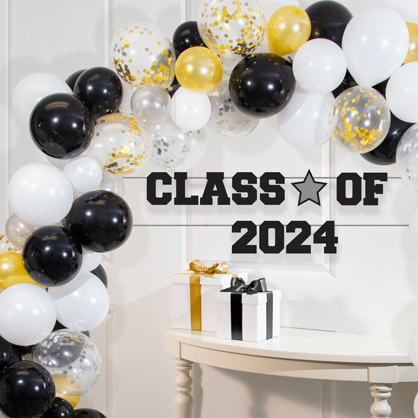 Black, White & Gold Balloon Arch