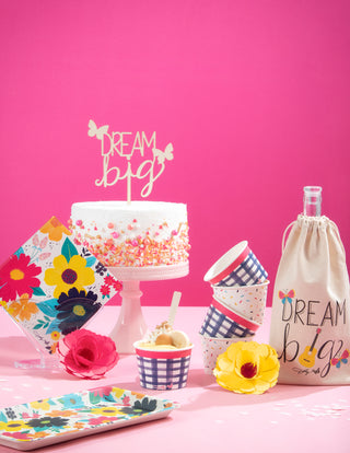 Sprinkle & Gingham Ice Cream Cups with Wooden Spoons