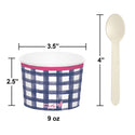 Sprinkle & Gingham Ice Cream Cups with Wooden Spoons