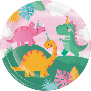 Pink Dino Party Plates