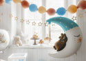 Sleeping Teddy Bear Foil Balloon - Blue