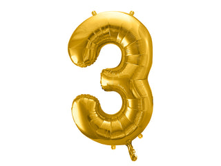 Foil Balloon Number 3 Gold