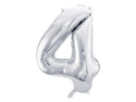Foil Balloon Number 4, Silver