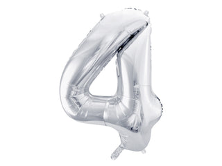 Foil Balloon Number 4, Silver