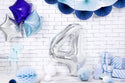 Foil Balloon Number 4, Silver