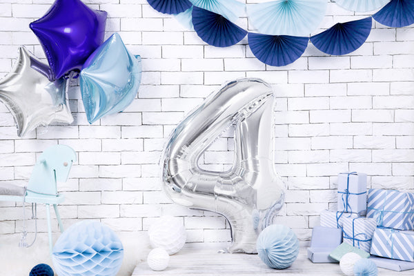 Foil Balloon Number 4, Silver