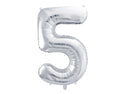 Foil Balloon Number 5, Silver