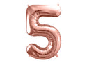 Foil Balloon Number 5, Rose Gold