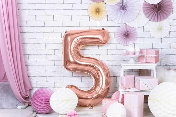 Foil Balloon Number 5, Rose Gold