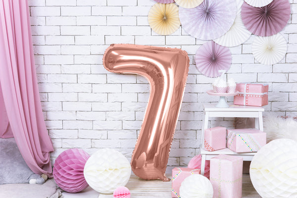 Foil Balloon Number 7, Rose Gold