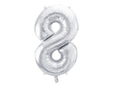 Foil Balloon Number 8, Silver