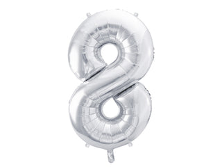 Foil Balloon Number 8, Silver