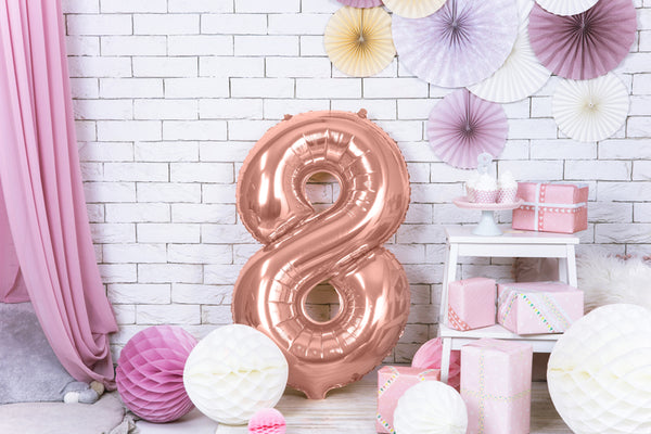 Number "8" Rose Gold Balloon - 34"