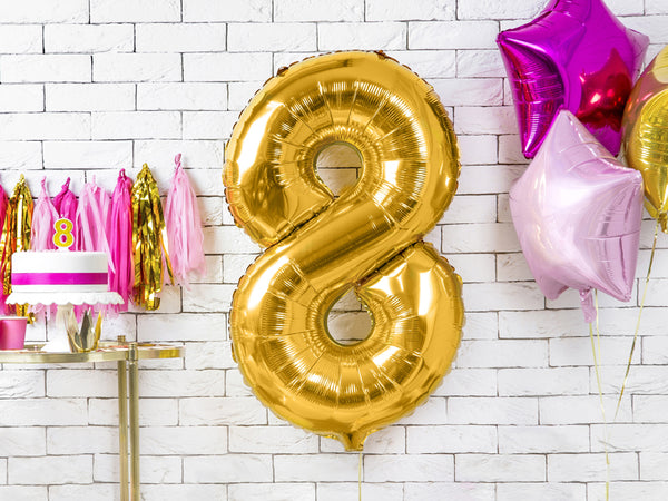 Number "8" Gold Balloon - 34"