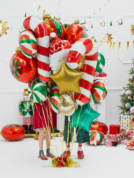 Foil Balloon Candy Cane, Red