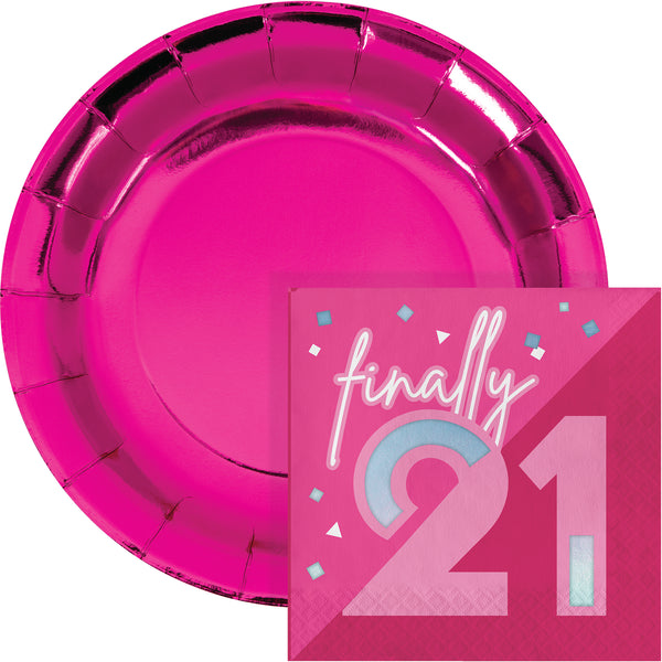 Hot Pink Foil 7" Party Plates