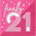 Finally 21 Birthday Party Pink Napkins