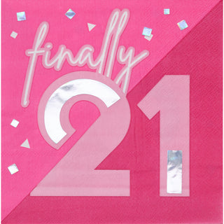 Finally 21 Birthday Party Pink Napkins