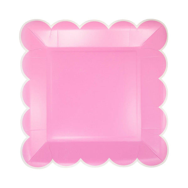 Fuchsia (Pink) Scalloped Square 9" Plate | Oh So Fancy Party