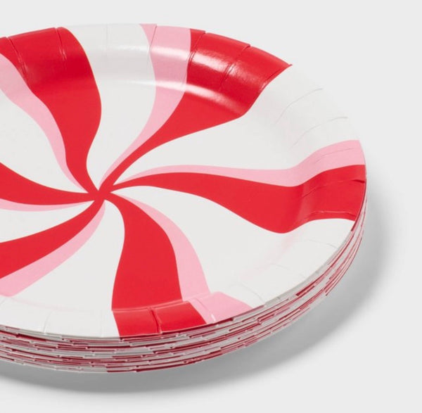 Pink, Red & White Swirl Dessert Plates