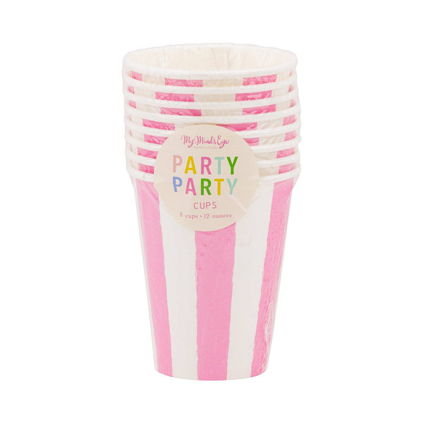 Fuschia Pink Striped Cup | Oh So Fancy Party