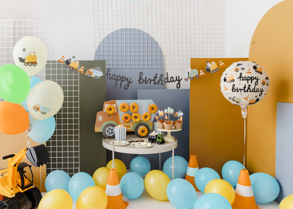 Banner Happy Birthday Construction Vehicles