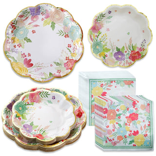 Garden Blooms 62 Piece Party Tableware Set | Oh So Fancy Party