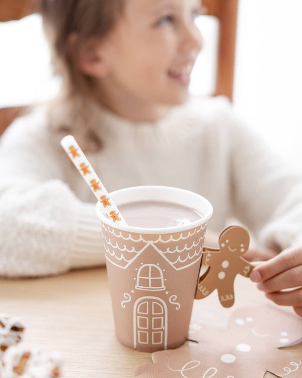 Gingerbread Boy Cups with Girl | Oh So Fancy Party