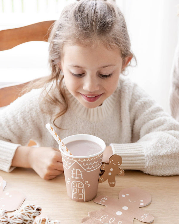 Gingerbread Boy Cups with Girl | Oh So Fancy Party