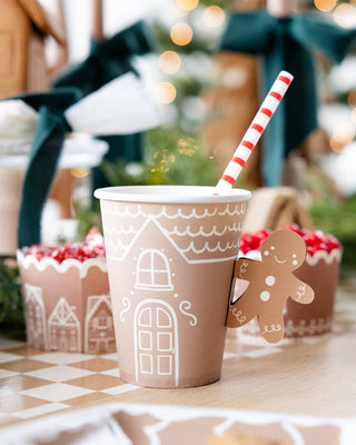 Gingerbread Boy Cups with straws | Oh So Fancy Party