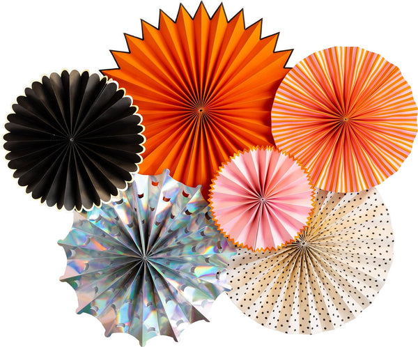 Set of colorful paper fans on a white background