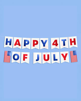 Stars & Stripes Patriotic Banner - white foil 5 ft banner