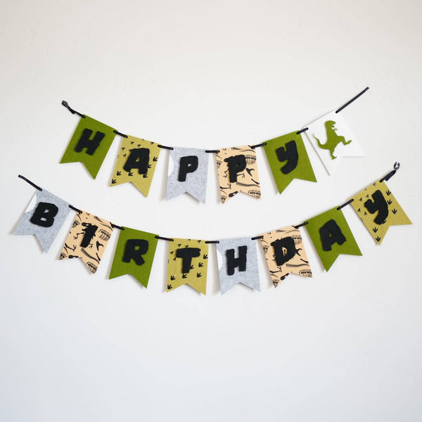 Happy Birthday Dinosaur Felt Banner | Oh So Fancy Party